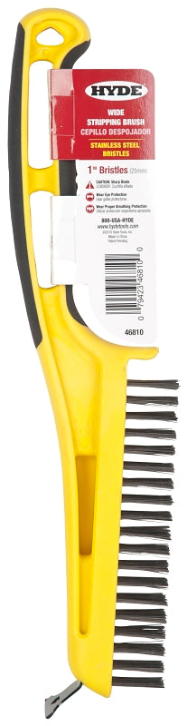 Hyde 46810 Stripping Brush, 1 in L Trim, Stainless Steel Bristle, 5-1/4 in W Brush