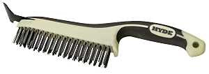 Hyde MAXXGRIP PRO 46834 Wire Brush with Scraper, 6 in L Brush, 1 in W Brush, HCS Bristle, 1-1/8 in L Trim