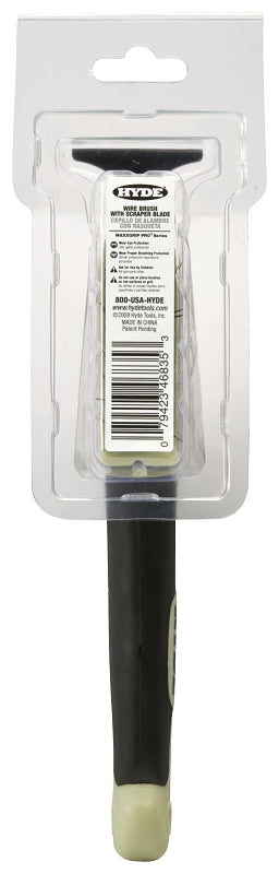 Hyde 46835 Wire Brush with Scraper, 1 in L Trim, HCS Bristle, 1-13/64 in W Brush, 9-1/4 in OAL