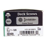 HILLMAN No. 6 Ga. X 1-5/8 in. L Gray Phillips Bugle Head Deck Screws 100 pk