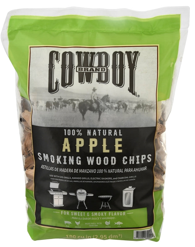 Cowboy 51312T Smoking Chip, Apple, 12 in L, Wood, 180 cu-in, Pack of 6