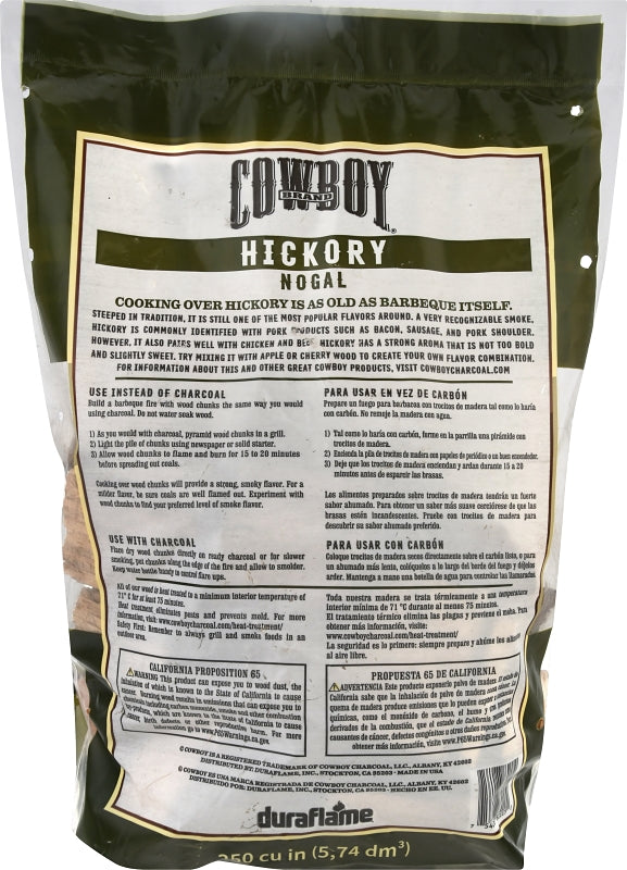 Cowboy 52130 Smoking Chunk, Hickory, Wood, 350 cu-in, Pack of 6