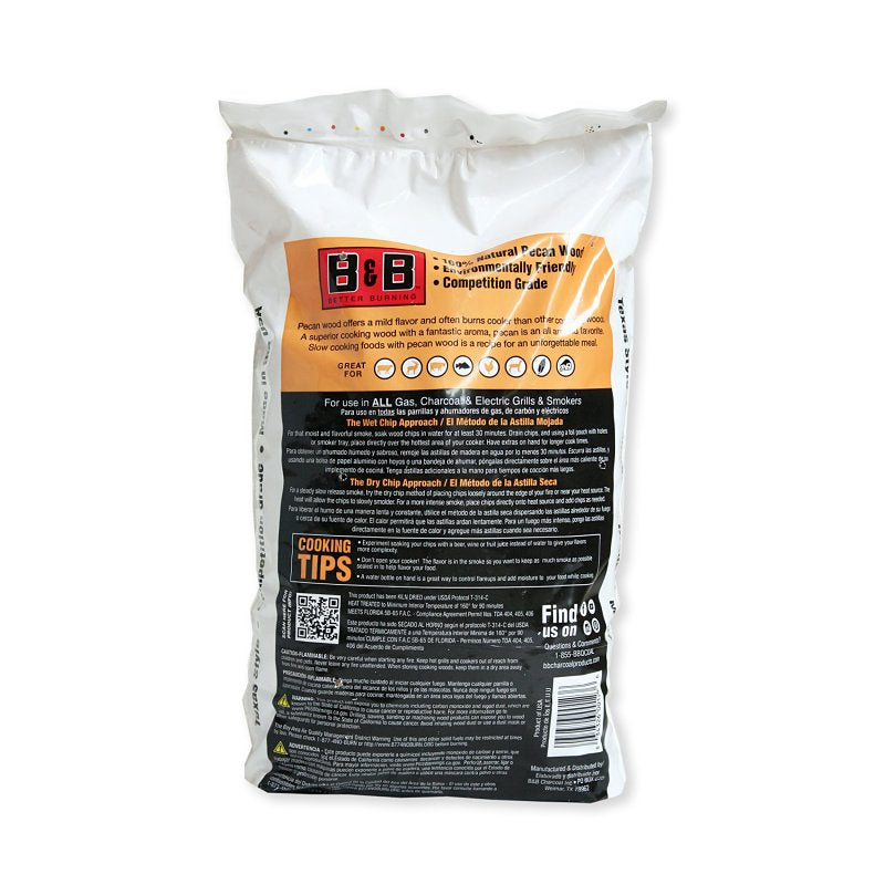 B & B Charcoal 18076 Series Smoking Chips, Pecan, Wood, 180 cu-in