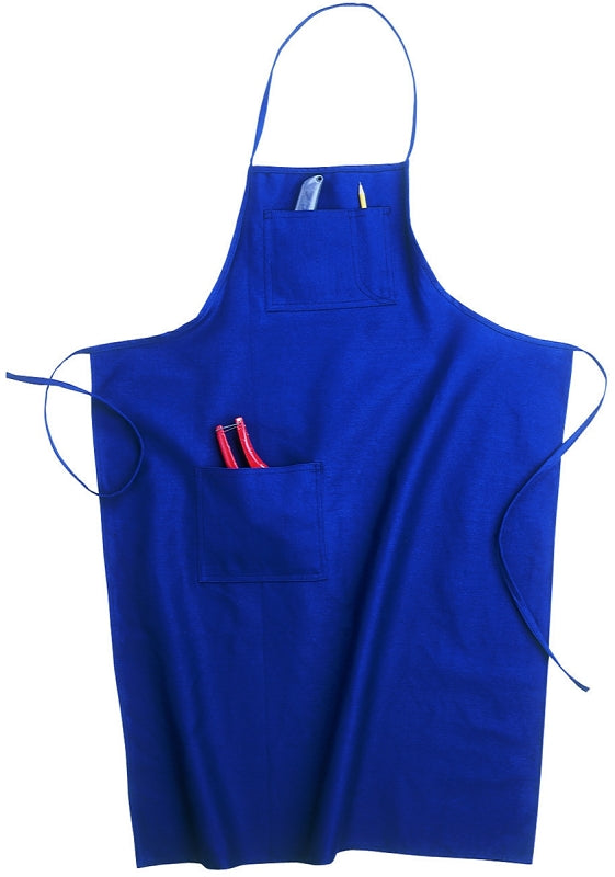 CLC Tool Works Series BS60 Loop Neck Bib Apron, 29 to 46 in Waist, Cotton, Blue, 3-Pocket