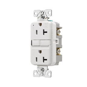 Eaton TWRGF20W-BX-L GFCI Receptacle, 125 V, 20 A, NEMA: NEMA 5-20R, Back and Side Wiring, White, Pack of 6