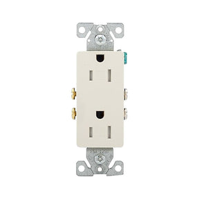 Eaton TR1107LA Duplex Receptacle, 2-Pole, 15 A, 125 V, Side and Push Wiring, NEMA: NEMA 5-15R, Light Almond