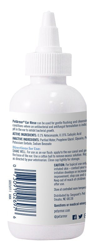 PetArmor 2697 Ear Rinse, Liquid, 4 oz Squeeze Bottle