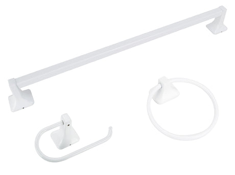 Boston Harbor 3603BW Bath Hardware Set, Aluminum/Steel/Zinc, White, 3-Piece, For: Bathroom