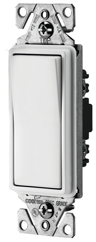 Eaton Wiring Devices 7500 Series C7501W-SP-L Rocker Switch, 15 A, 120/277 V, SPST, Lead Wire Terminal, White