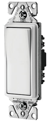 Eaton Wiring Devices 7500 Series C7501W-SP-L Rocker Switch, 15 A, 120/277 V, SPST, Lead Wire Terminal, White