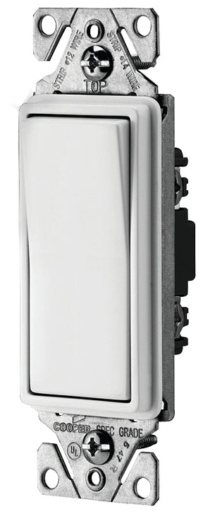 Eaton Wiring Devices 7500 Series C7501W-SP-L Rocker Switch, 15 A, 120/277 V, SPST, Lead Wire Terminal, White