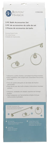 Boston Harbor 5003BN Venetian Bath Hardware Set, Steel/Stainless Steel/Zinc, Brush Nickel, 3 -Piece, For: Bathroom