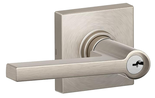 Schlage J Series J54 SOL 619 COL Entry Lever, Mechanical Lock, Satin Nickel, Metal, Residential, 3 Grade, ADA Compliant