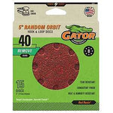 Gator 4375 Sanding Disc, 5 in Dia, 40 Grit, Course, Aluminum Oxide Abrasive, Fiber Backing