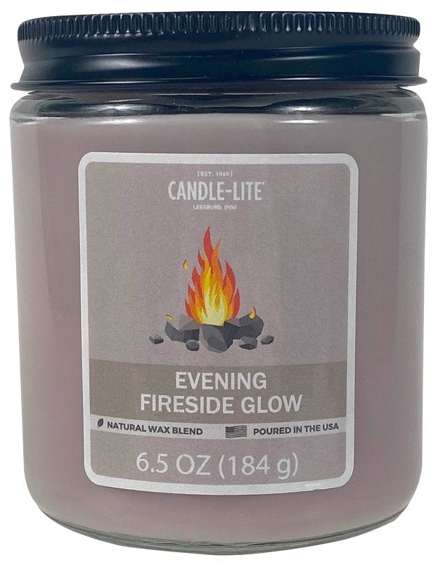 Candle-Lite 4603251 Jar Candle, 6.5 oz Candle, Evening Fireside Glow Fragrance, Pack of 6