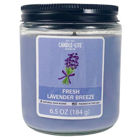 Candle-Lite 4603404 Jar Candle, 6.5 oz Candle, Fresh Lavender Breeze Fragrance, Pack of 6