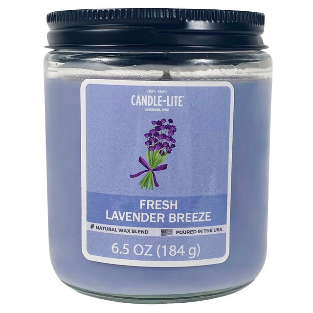 Candle-Lite 4603404 Jar Candle, 6.5 oz Candle, Fresh Lavender Breeze Fragrance, Pack of 6