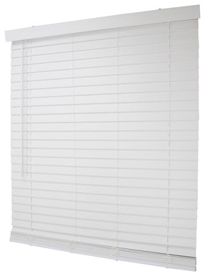 Simple Spaces FWMB-20 Blind, 64 in L, 47 in W, Faux Wood, White, 2 in Slat Width, Pack of 2