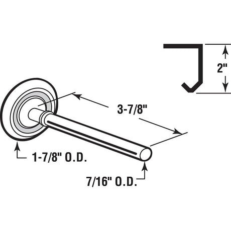 Prime-Line GD 52110 Door Roller, 1-7/8 in Dia Roller, 3/8 in W Roller, Steel, Silver, 1-Roller