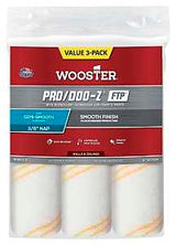 Wooster RR663-9 Roller Cover, White, 3/8 in Thick Nap, 9 in L, Woven Fabric Cover, 3/PK