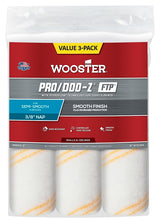 Wooster RR663-9 Roller Cover, White, 3/8 in Thick Nap, 9 in L, Woven Fabric Cover, 3/PK