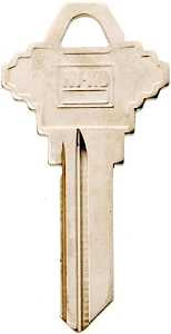 Hy-Ko 11010SC7 Key Blank, Brass, Nickel, For: Schlage Cabinet, House Locks and Padlocks, SC7 Key Number, Pack of 10