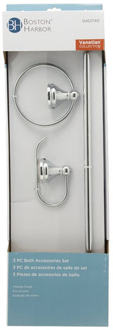 Boston Harbor 5003C Bath Hardware Set, Steel/Stainless Steel/Zinc, Chrome, 3-Piece, For: Bathroom