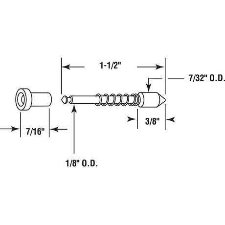 Prime-Line L 5771 Snap-On Window Screen Plunger Bolt, Nylon, Black