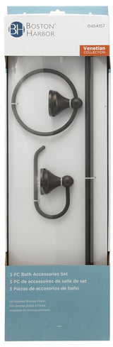 Boston Harbor 5003ORB Bath Hardware Set, Steel/Stainless Steel/Zinc, Oil-Rubbed Bronze, 3 -Piece, For: Bathroom