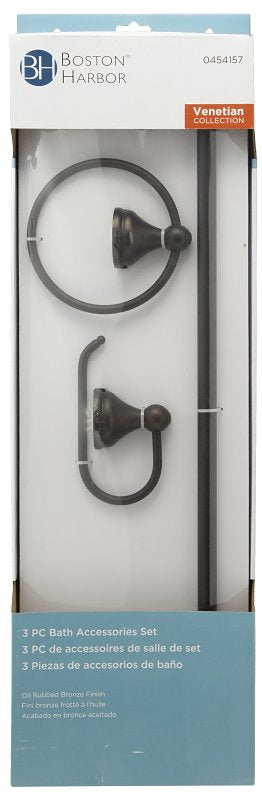 Boston Harbor 5003ORB Bath Hardware Set, Steel/Stainless Steel/Zinc, Oil-Rubbed Bronze, 3 -Piece, For: Bathroom