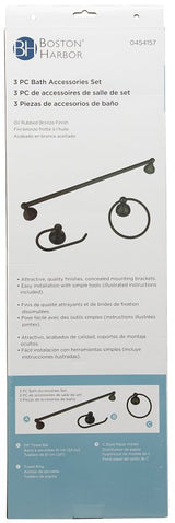 Boston Harbor 5003ORB Bath Hardware Set, Steel/Stainless Steel/Zinc, Oil-Rubbed Bronze, 3 -Piece, For: Bathroom