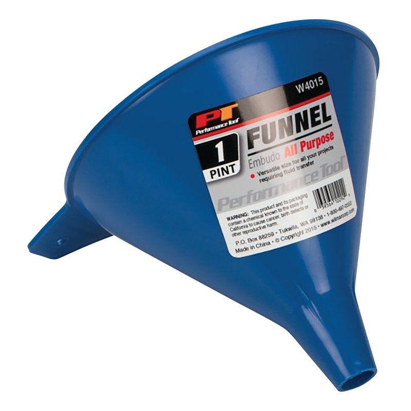Performance Tool W4015 All-Purpose Funnel, 1 pt Capacity, Plastic, Blue