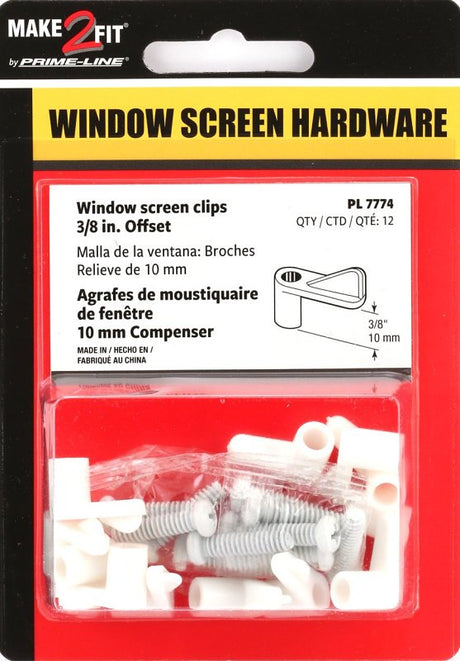 Prime-Line PL 7774 Window Screen Clip with Screw, Plastic, White