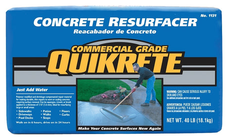 Quikrete 113143 Concrete Resurfacer, Granules, Gray/Gray-Brown, 40 lb Bag
