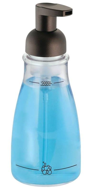 iDESIGN Basic Series 50104 Foaming Soap Dispenser, 14 oz Capacity, Plastic, Clear, Bronze