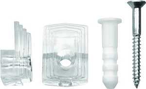 OOK 50225 Mirror Clip Set, 1/4 in L Dimensions, 20 lb, Plastic, Clear, Wall, 10/PK