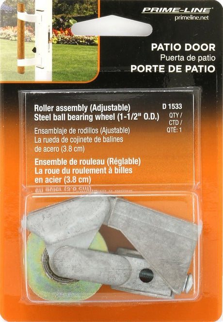 Prime-Line D 1533 Roller Assembly, 1-1/2 in L x 13/16 in W x 1-3/16 in H Dimensions, 1-1/2 in Dia Roller, Steel