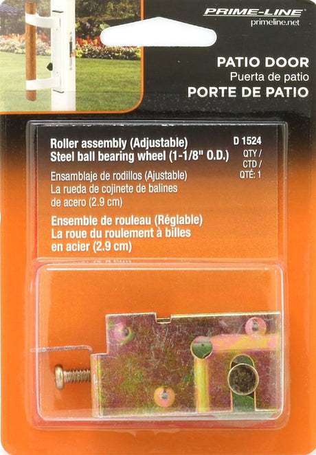 Prime-Line D 1524 Roller Assembly, 2-5/16 in L x 3/4 in W x 1-3/16 in H Dimensions, 1-1/8 in Dia Roller, Steel, K-Tab