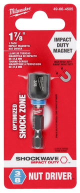 Milwaukee 49-66-4505 Nut Driver, 3/8 in Drive, 1-7/8 in OAL, 1/4 in L Shank, Magnetic