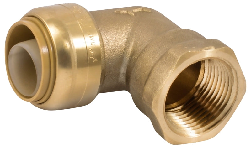 SharkBite U314LFA Pipe Elbow, 3/4 in, 90 deg Angle, Brass, 200 psi Pressure