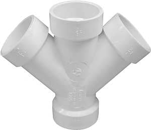 IPEX 192352 DWV Double Pipe Wye, 2 in, Hub, PVC, White, SCH 40 Schedule