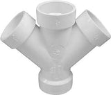 IPEX 192352 DWV Double Pipe Wye, 2 in, Hub, PVC, White, SCH 40 Schedule