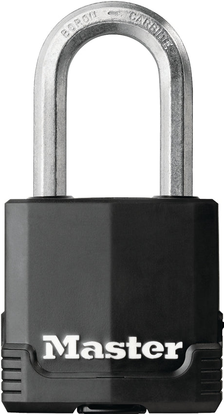 Master Lock Magnum Series M115BLCTRILFHC Padlock, Alike Key, 5/16 in Dia Shackle, Boron Carbide Shackle, Steel Body