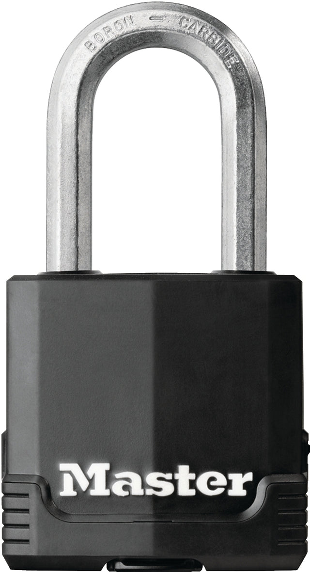Master Lock Magnum Series M115BLCTRILFHC Padlock, Alike Key, 5/16 in Dia Shackle, Boron Carbide Shackle, Steel Body