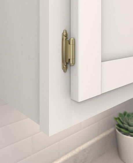 Amerock BPR3429BBZ Cabinet Hinge, 110 deg Hinge Opening, Self-Closing Close, Golden Champagne