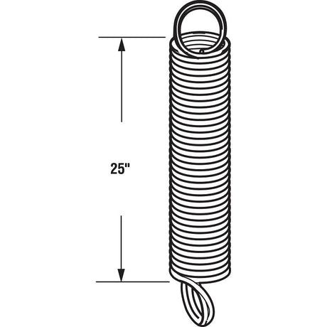 Prime-Line GD 12202 Extension Spring, 1-19/64 in OD, 25 in OAL, Carbon Steel, Galvanized, Loop End, 70 lb