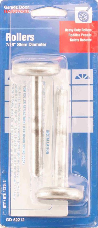 Prime-Line GD 52212 Door Roller, 4-1/8 in L Axle, 1-7/8 in Dia Roller, 7/16 in W Roller, Galvanized Steel, Silver