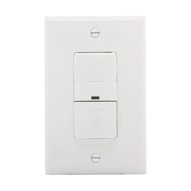 Eaton VS306U-W Vacancy Sensor Switch, 5 A, 120 V, 1 -Pole, Motion Sensor, 180 deg Sensing, 450 sq-ft Sensing, White