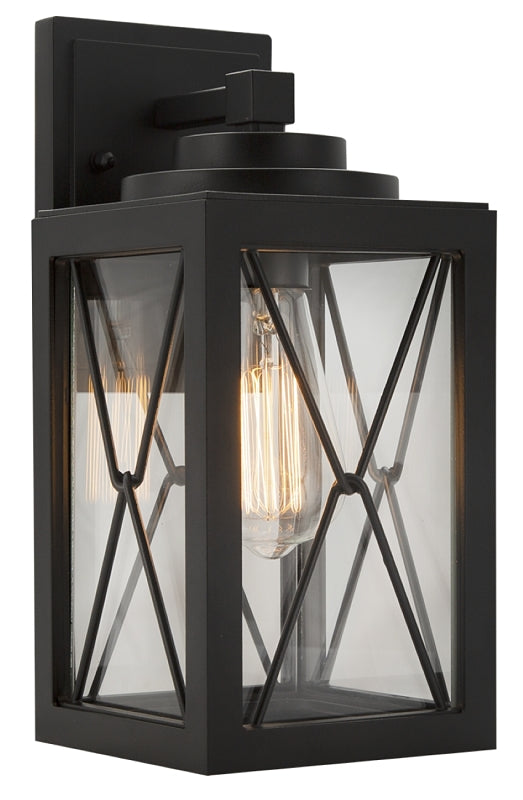 Boston Harbor 0387-WD Outdoor Wall Lantern, 60 W, 120 V, Aluminum, Black, Matte