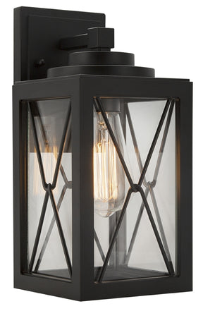Boston Harbor 0387-WD Outdoor Wall Lantern, 60 W, 120 V, Aluminum, Black, Matte